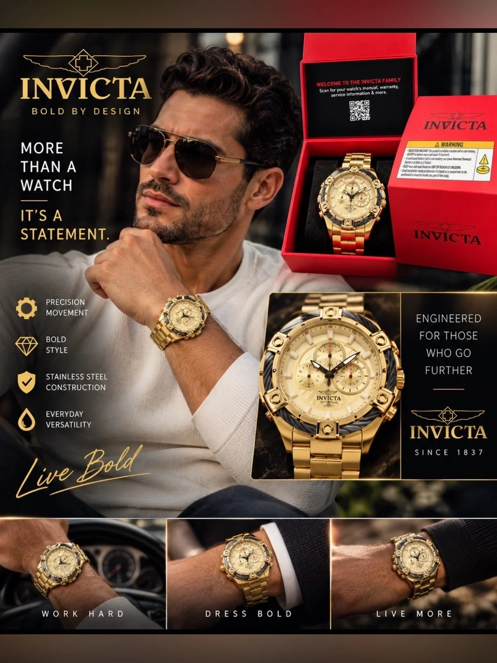 Invicta Gold Tone Men's Chronograph Watch